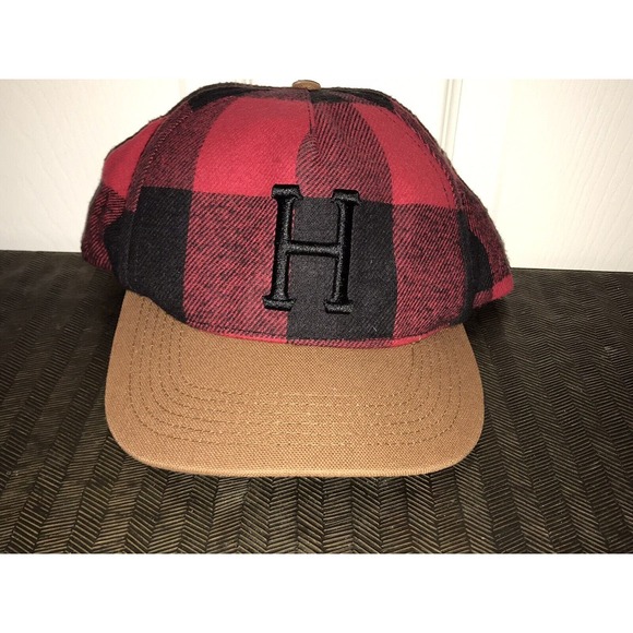 HUF Wool SnapBack Hat, Baseball Cap, Skater, Trucker, Red Buffalo Check USA - Picture 15 of 15